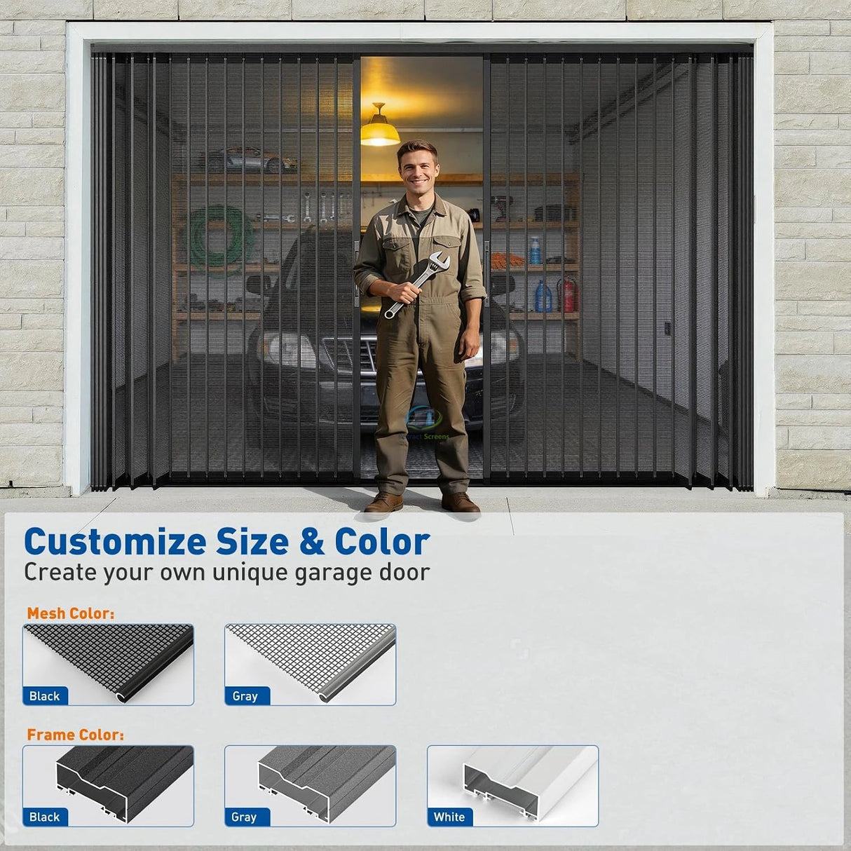 Aluminum Retractable Garage Screen Door