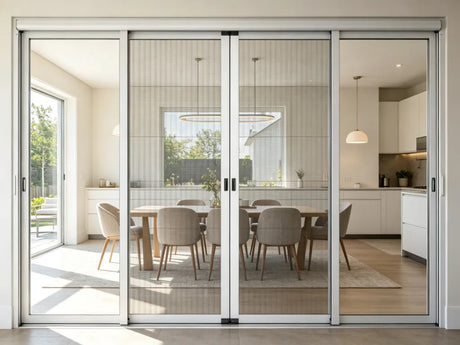 Double retractable roller insect screen for French doors