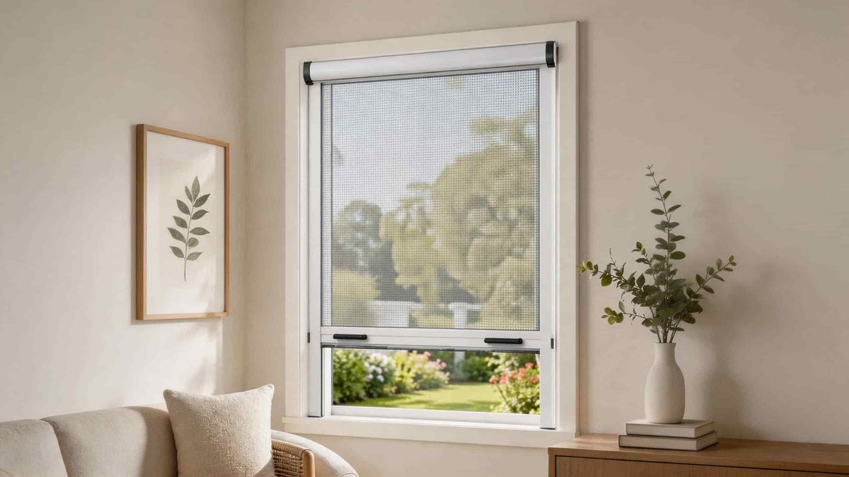 Pull down insect screen for windows