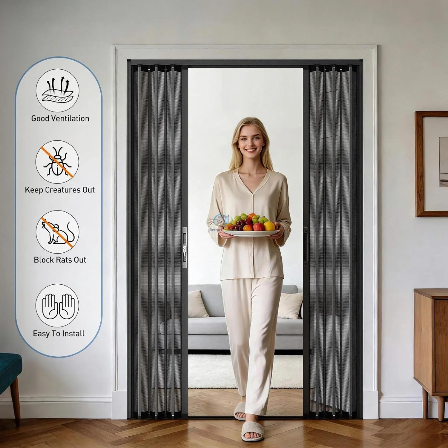 Folding Accordion Double Door Screen