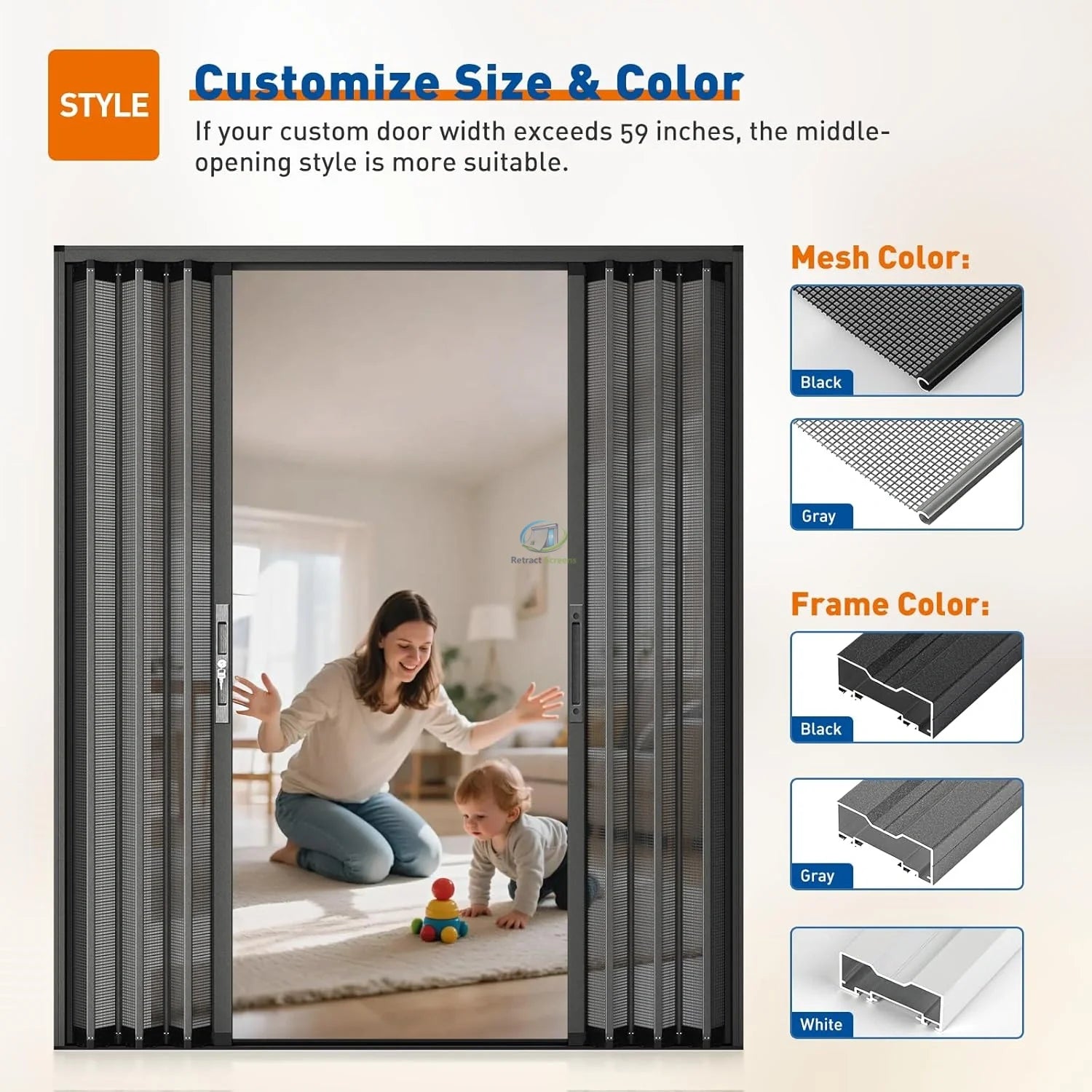 Folding Accordion Double Door Screen