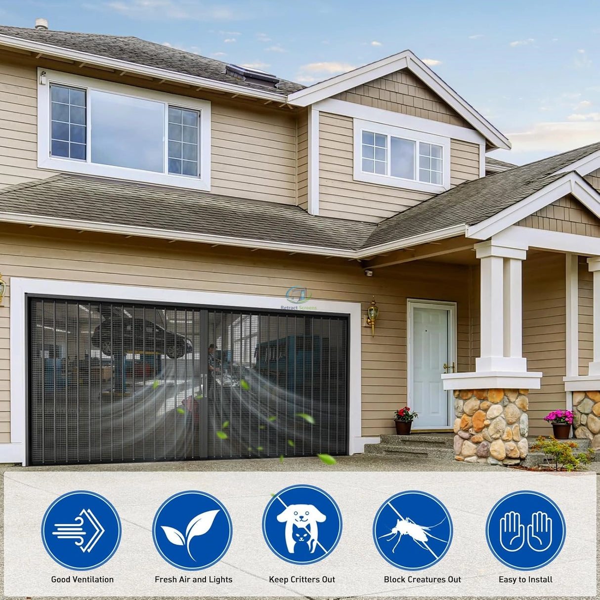 Aluminum Retractable Garage Screen Door
