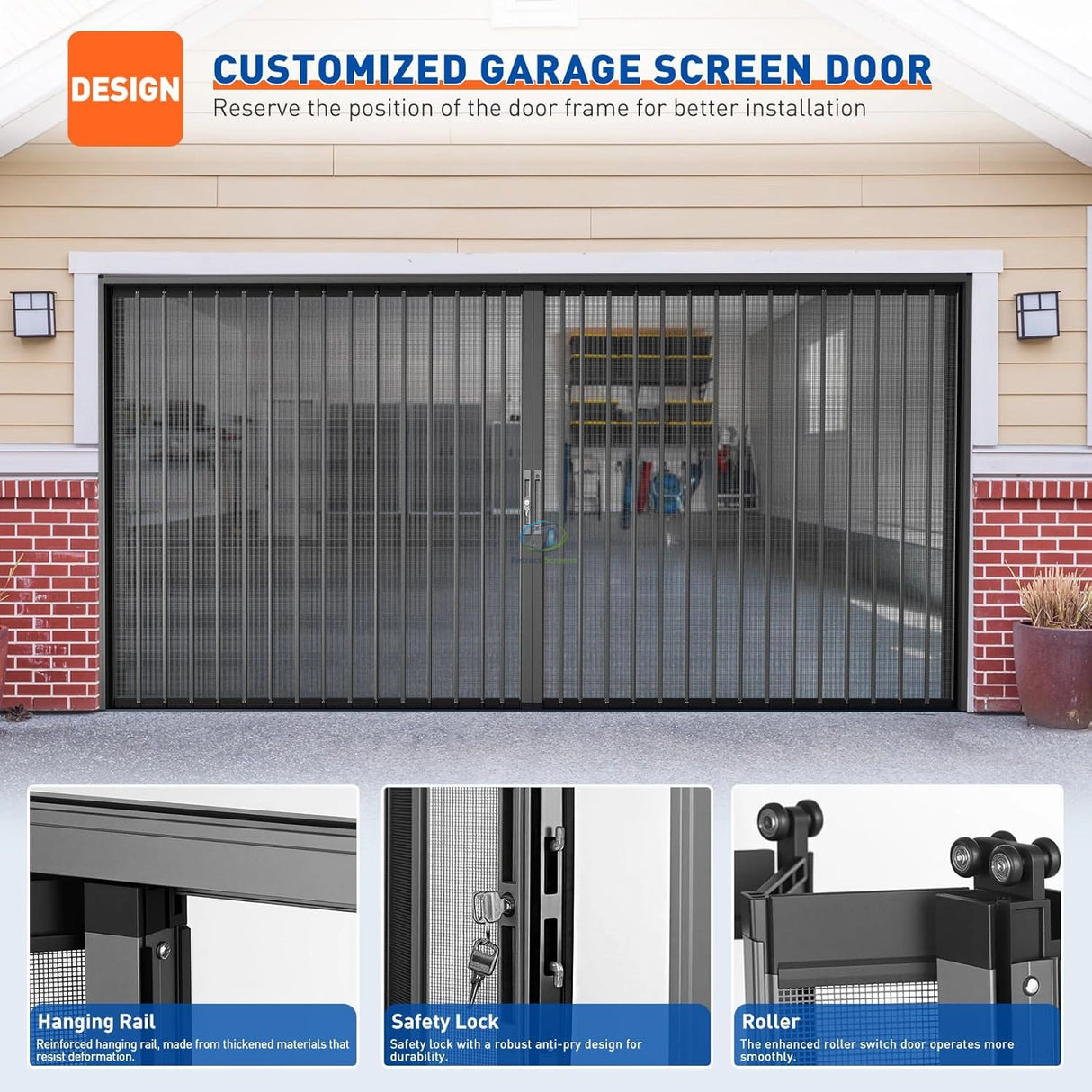 Aluminum Retractable Garage Screen Door